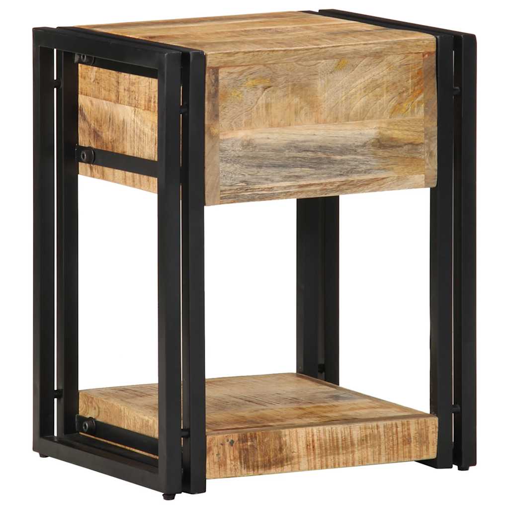 Comodino 40x35x50 cm in Legno Grezzo Massello di Mango