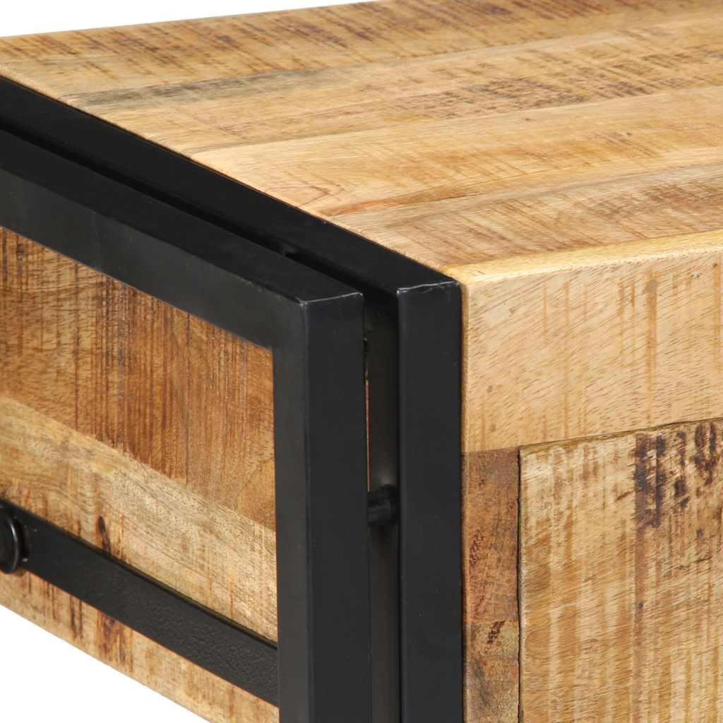 Comodino 40x35x50 cm in Legno Grezzo Massello di Mango
