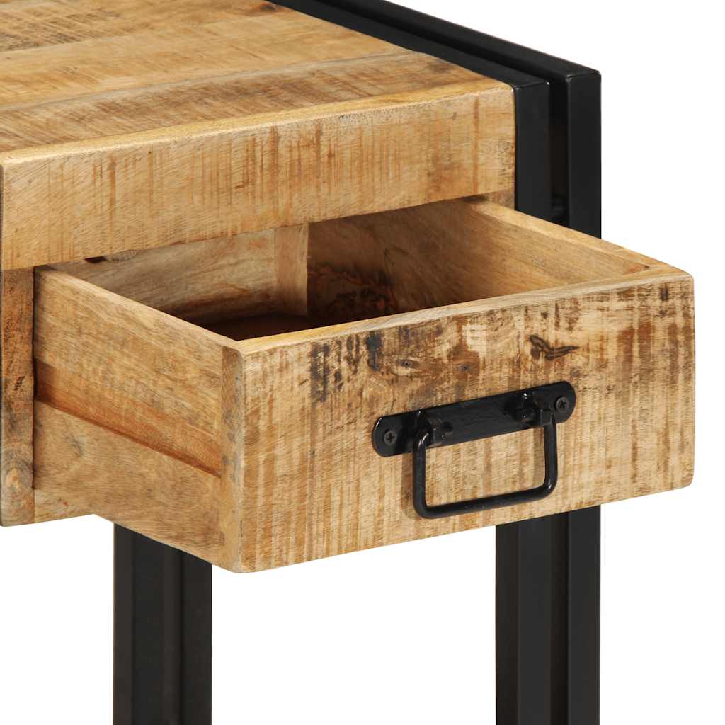 Comodino 40x35x50 cm in Legno Grezzo Massello di Mango