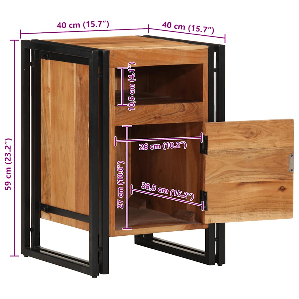 Comodino 40x40x59 cm in Legno Massello di Acacia | homemem39