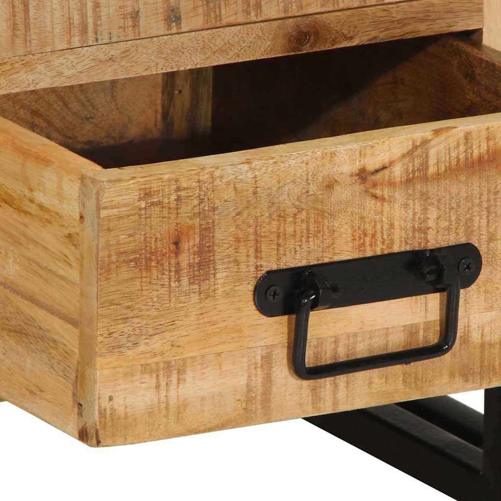 Armadio da Notte con cassetto Marrone legno massello di mango