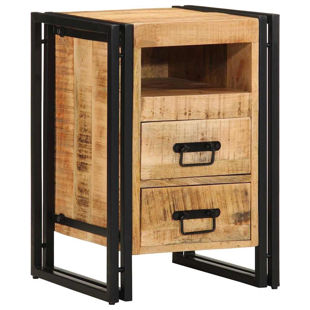 Armadio da Notte con cassetto Marrone legno massello di mango