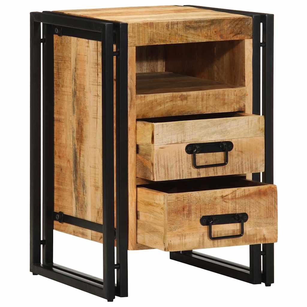 Armadio da Notte con cassetto Marrone legno massello di mango