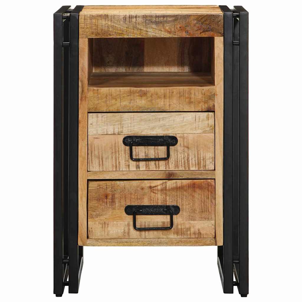 Armadio da Notte con cassetto Marrone legno massello di mango
