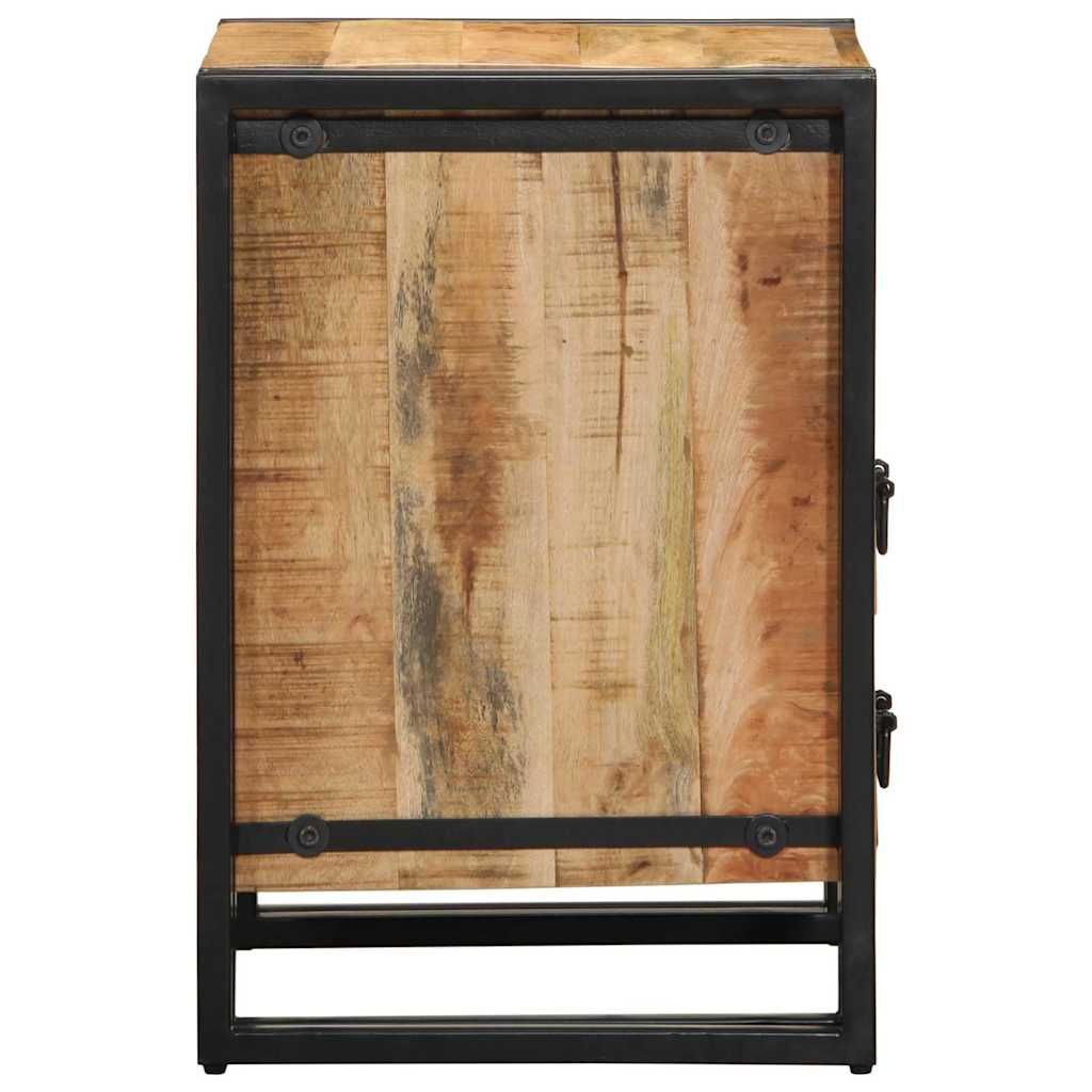 Armadio da Notte con cassetto Marrone legno massello di mango