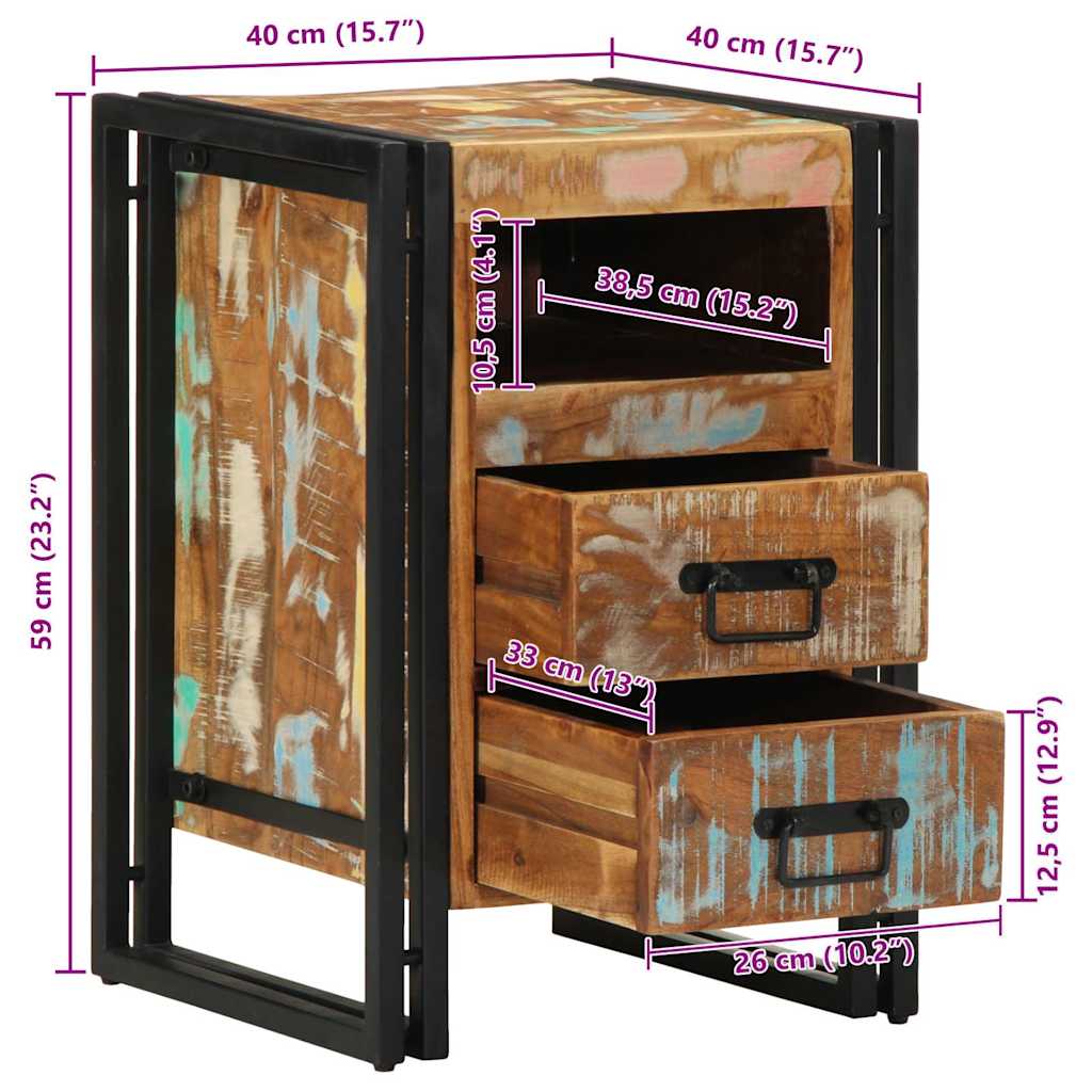 Comodino 40x40x59 cm in Legno Massello di Recupero | homemem39
