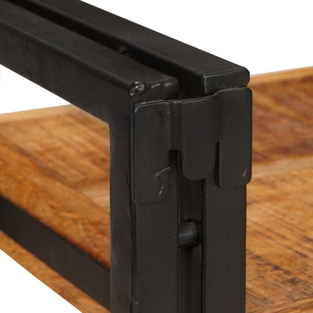 Comodino 2 pcs Marrone e nero Legno di mango massello