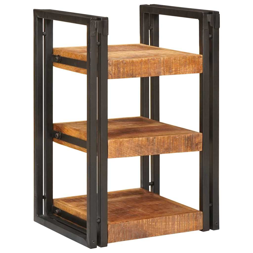 Comodino 2 pcs Marrone e nero Legno di mango massello