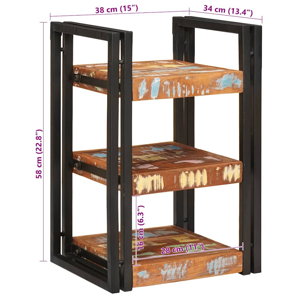 Comodino Marrone e nero 38 x 33 x 58 cm Legno Solido Recuperato