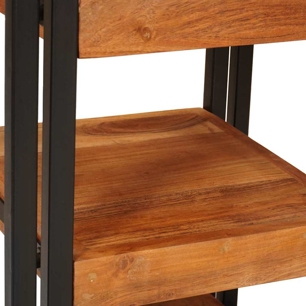 Comodino 2 pcs Marrone e nero Legno Massello di Acacia