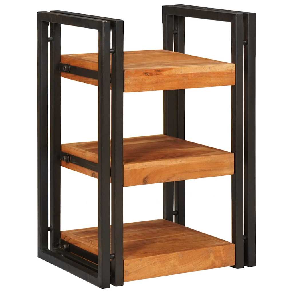 Comodino 2 pcs Marrone e nero Legno Massello di Acacia