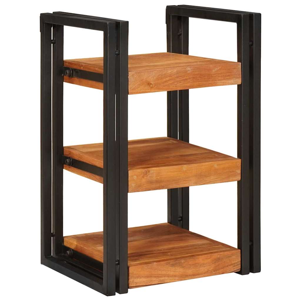Comodino 2 pcs Marrone e nero Legno Massello di Acacia