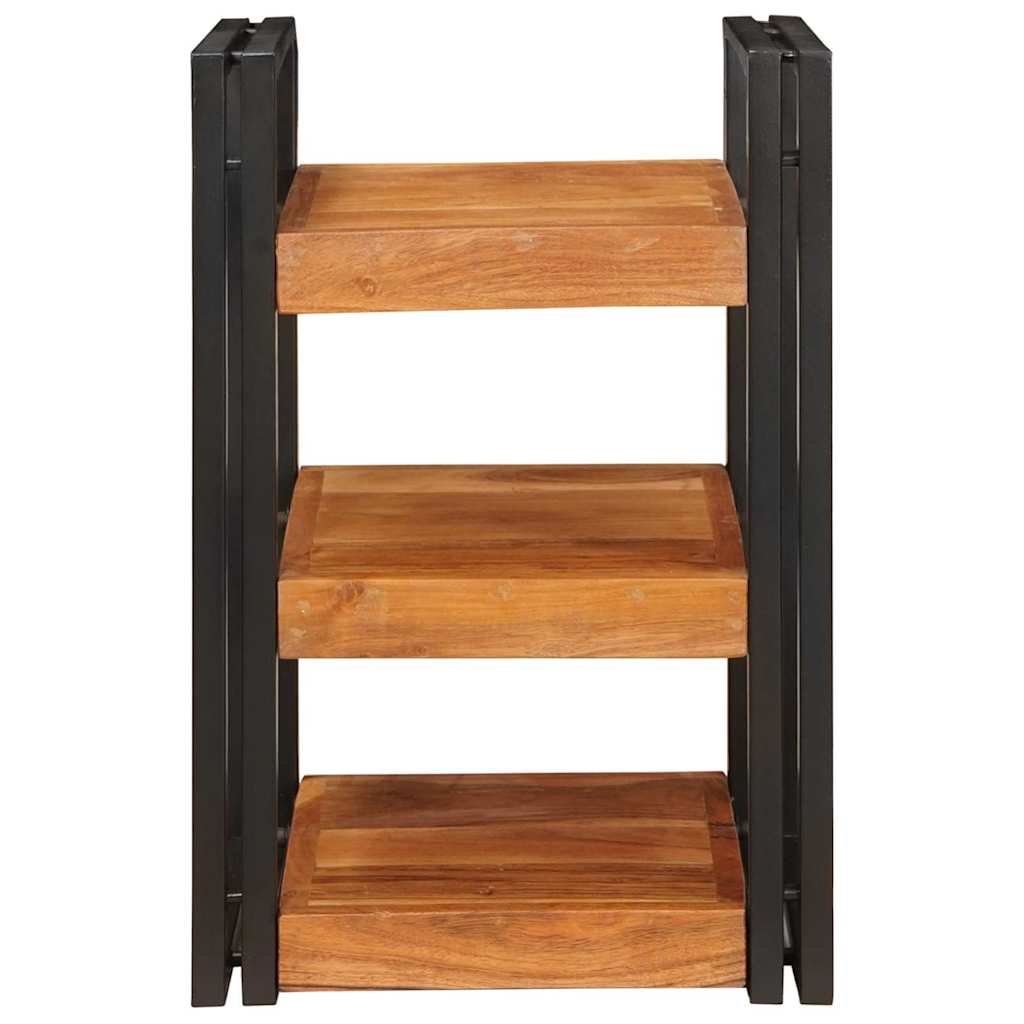 Comodino 2 pcs Marrone e nero Legno Massello di Acacia