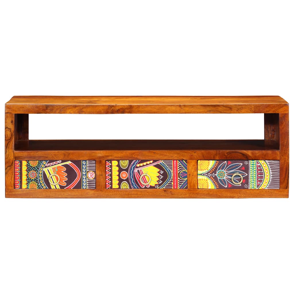 Mobile TV a Parete Multicolore 90x30x30 Legno Massello Acacia - homemem39