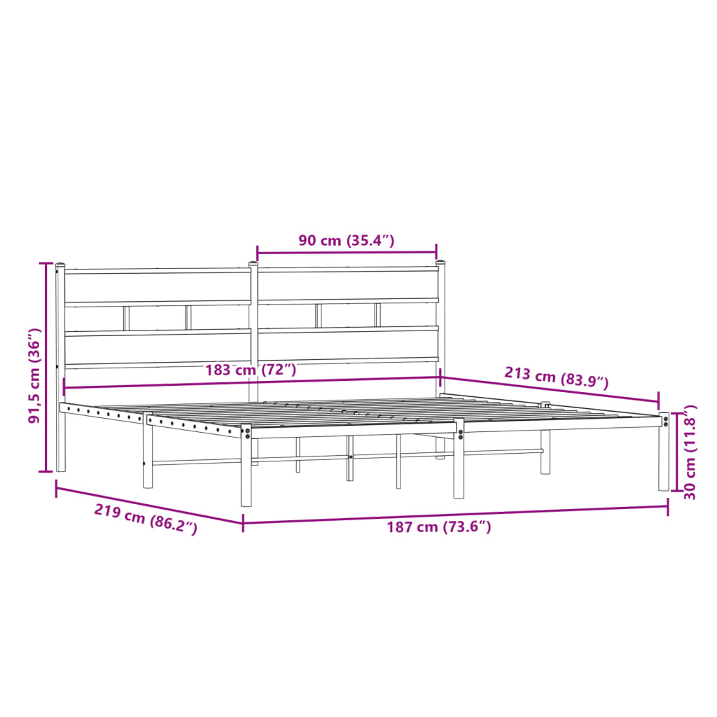 Giroletto senza Materaso in Metallo Rovere Fumo 183x213 cm | homemem39