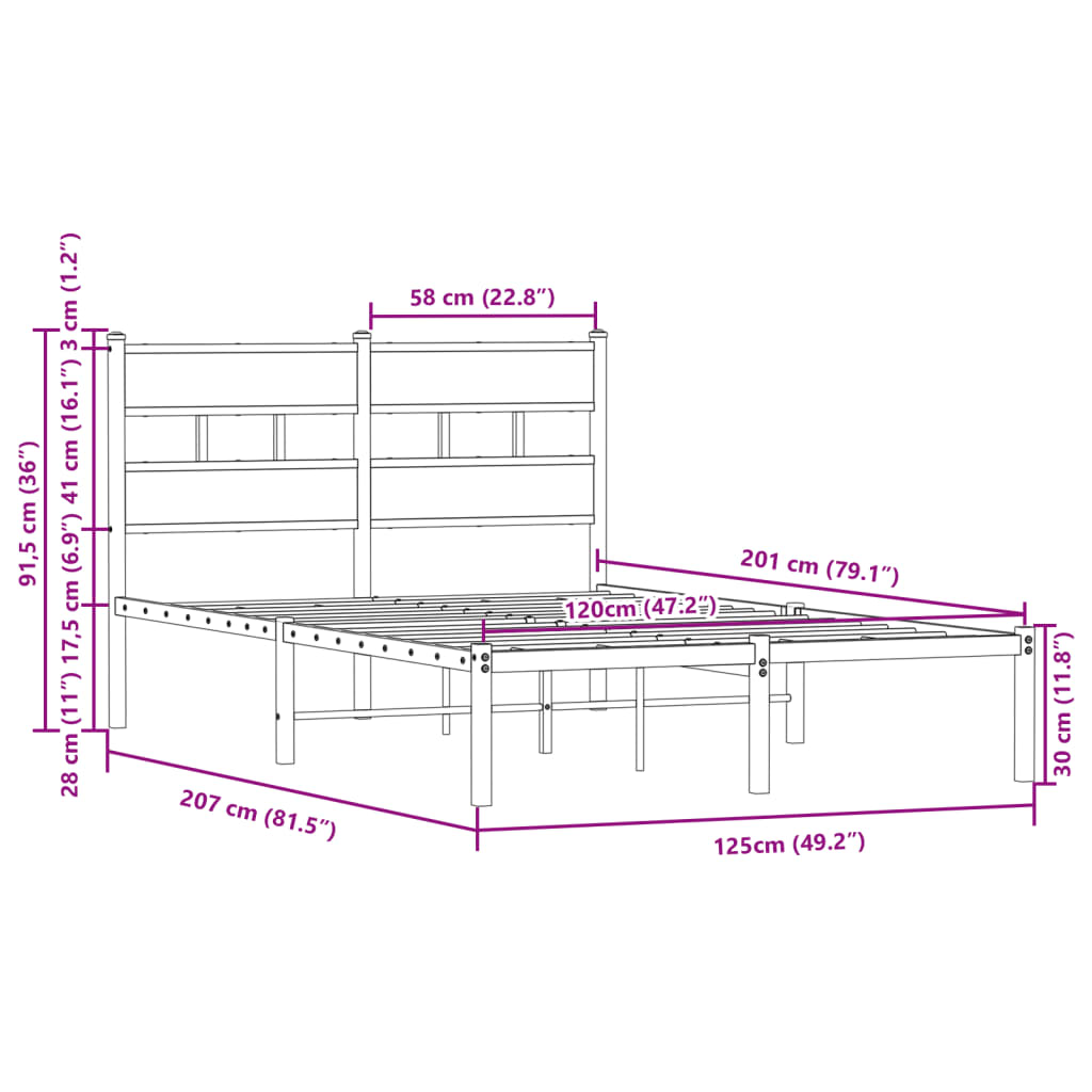 Giroletto senza Materasso con Testiera Rovere Marrone 120x200cm | homemem39
