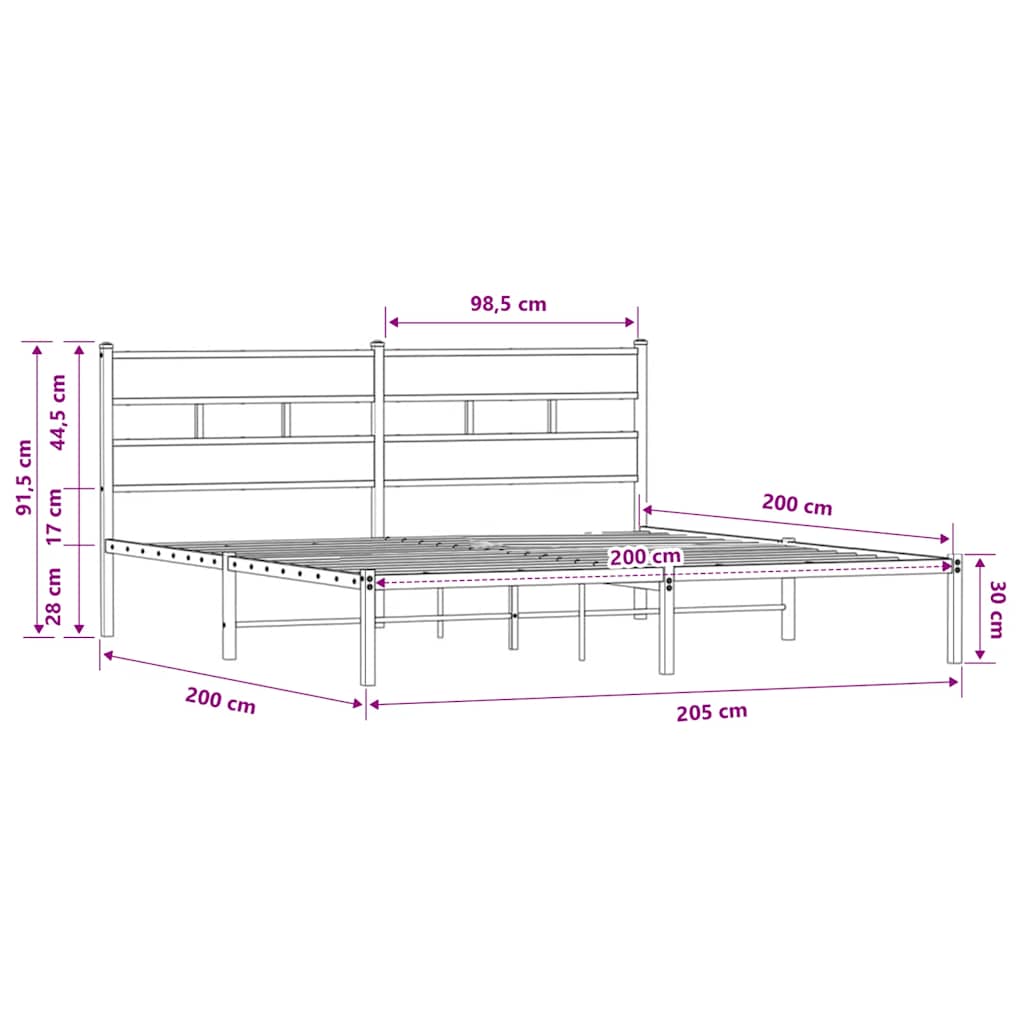 Giroletto senza Materasso con Testiera Rovere Marrone 200x200cm | homemem39