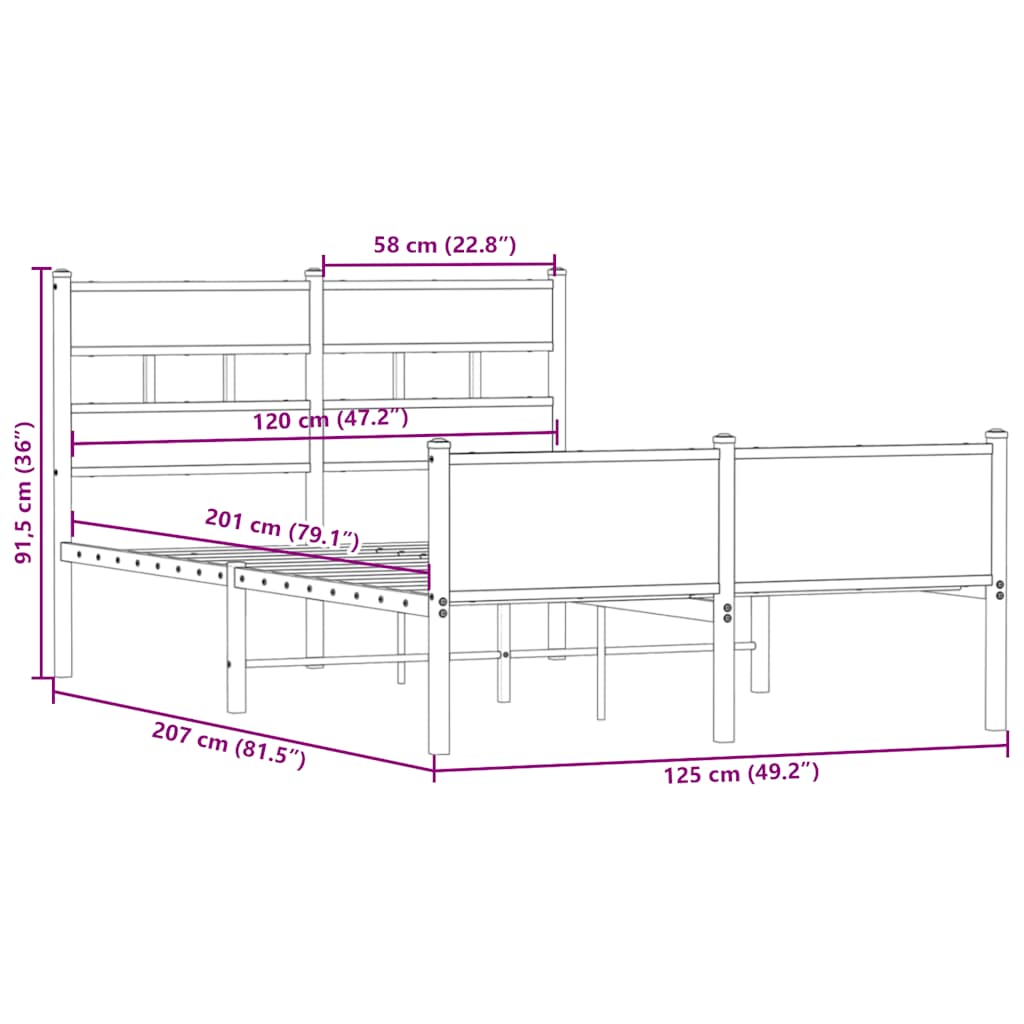Giroletto senza Materasso Rovere Fumo 120x200 cm in Truciolato | homemem39