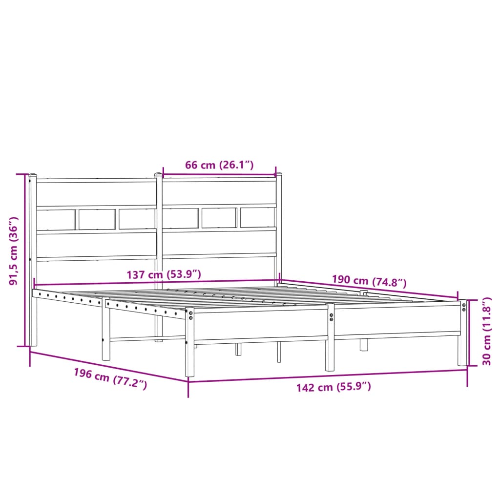 Giroletto senza Materasso Rovere Sonoma 137x190cm in Truciolato | homemem39