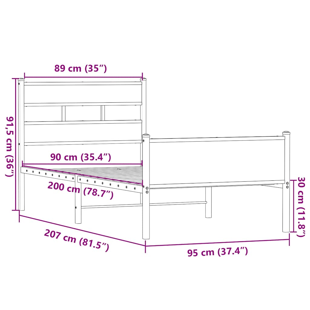 Giroletto senza Materasso Rovere Sonoma 90x200 cm in Truciolato | homemem39