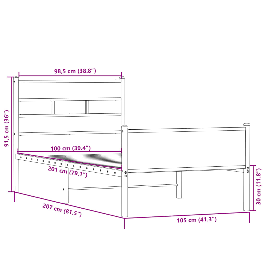 Giroletto senza Materasso Rovere Sonoma 100x200cm in Truciolato | homemem39