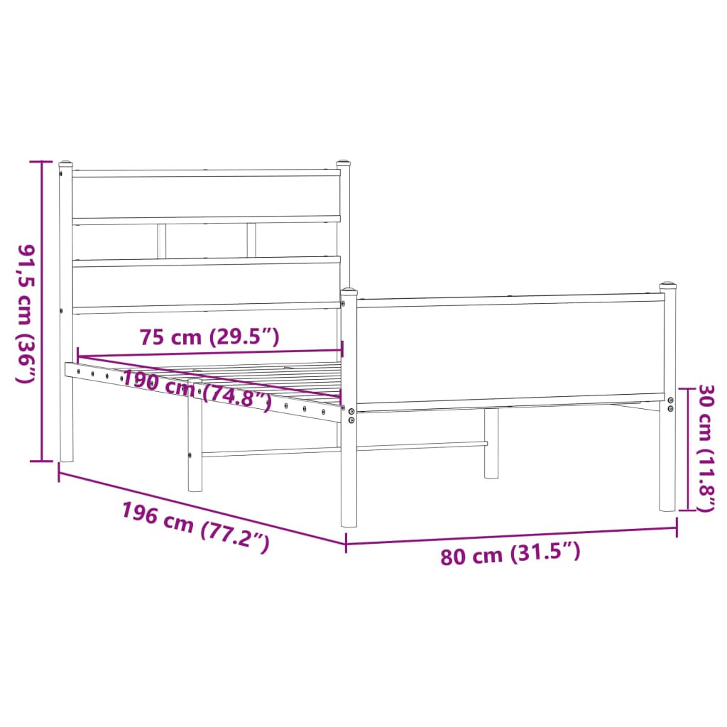 Giroletto senza Materasso Rovere Marrone 75x190cm in Truciolato | homemem39