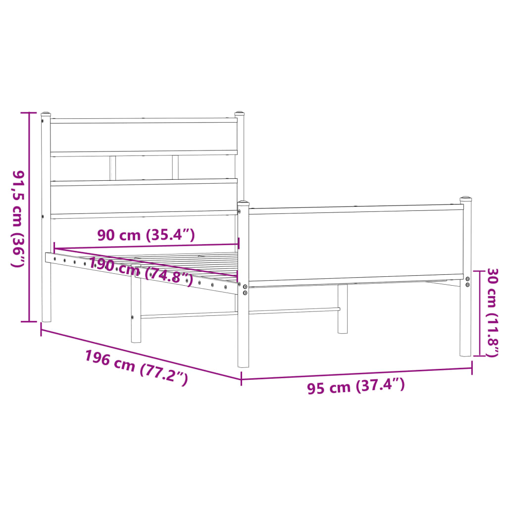 Giroletto senza Materasso Rovere Marrone 90x190cm in Truciolato | homemem39