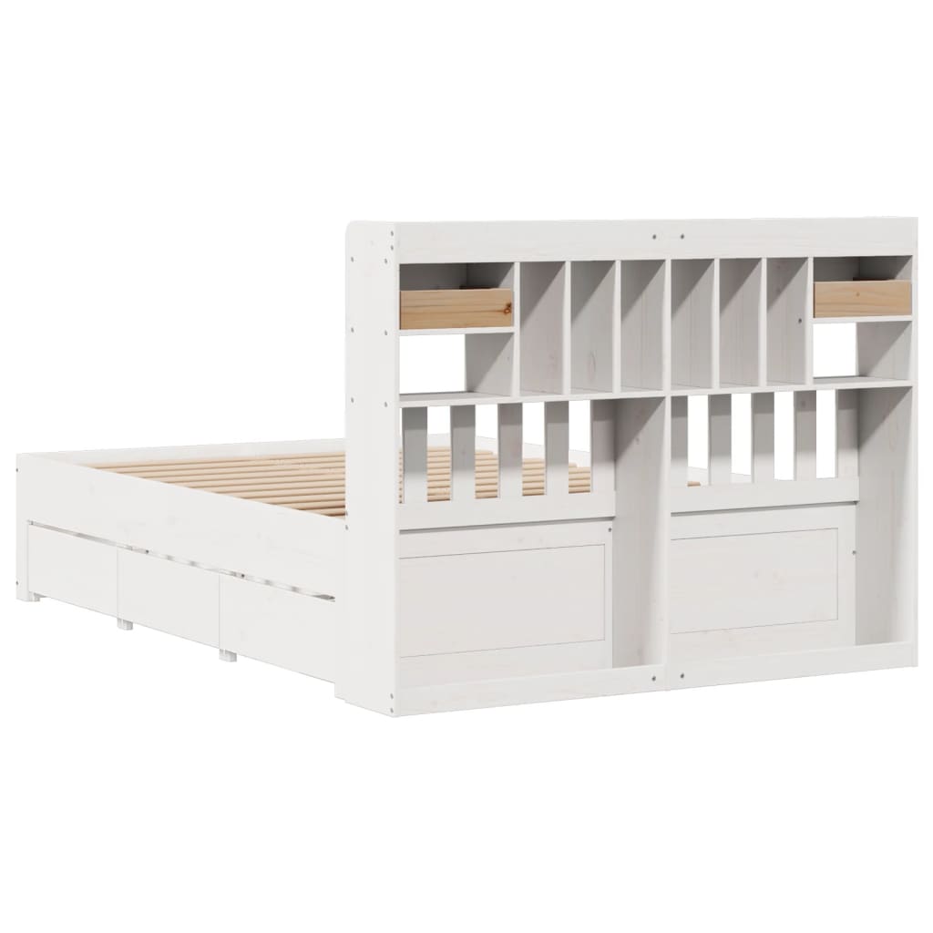 Letto Libreria senza Materasso Bianco 140x200 cm Legno di Pino | homemem39