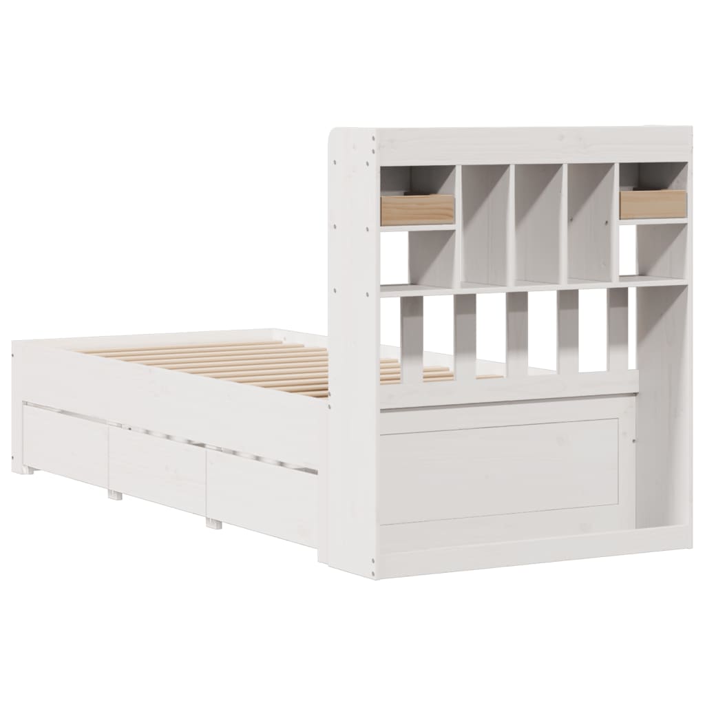 Letto Libreria senza Materasso Bianca 90x200 cm Legno di Pino - homemem39