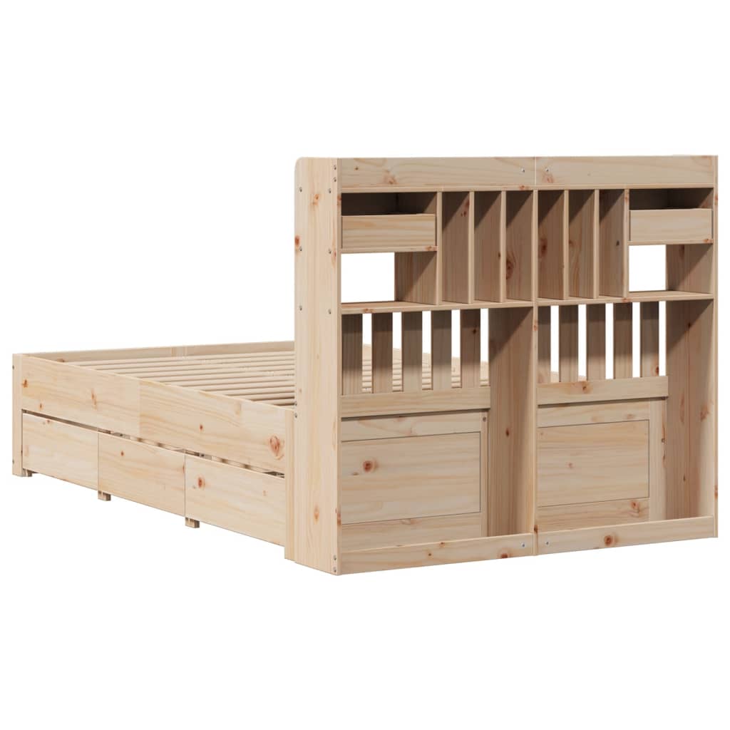 Letto Libreria senza Materasso 135x190 cm in Legno di Pino | homemem39
