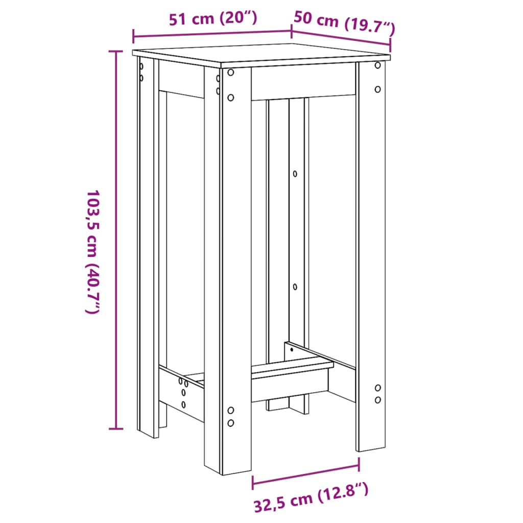 Tavolo da Bar Legno Antico 51x50x103,5 cm in Legno Multistrato - homemem39