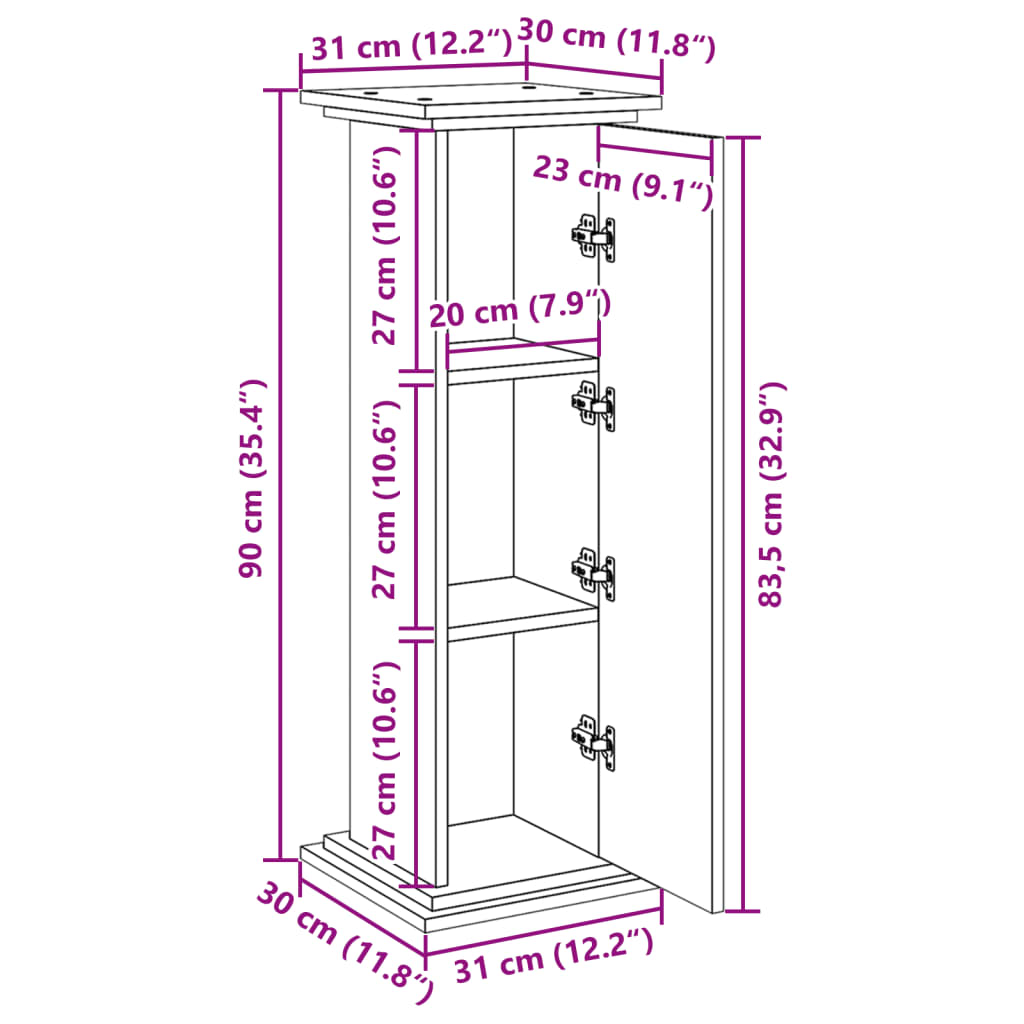 Espositore con Portaoggetti Grigio Cemento 31x30x90 Truciolato - homemem39