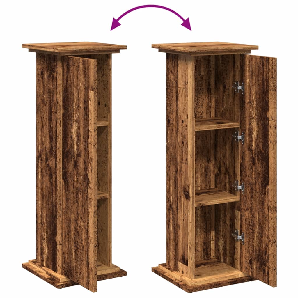 Espositore con Portaoggetti Legno Antico 31x30x90 cm Truciolato - homemem39