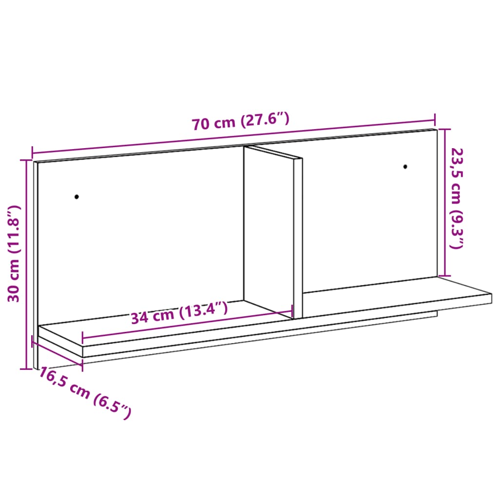 Mobile a Parete 70x16,5x30 cm Legno Antico in Legno Multistrato | homemem39