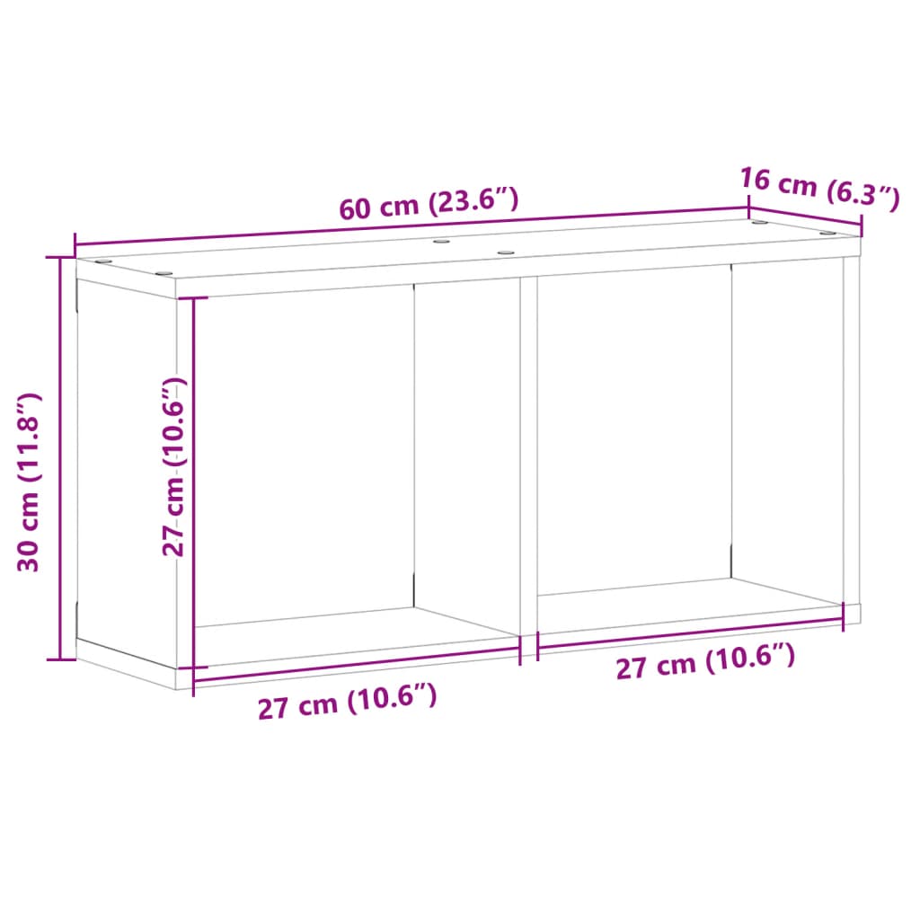 Mobile a Parete 60x16x30 cm Grigio Sonoma in Legno Multistrato | homemem39