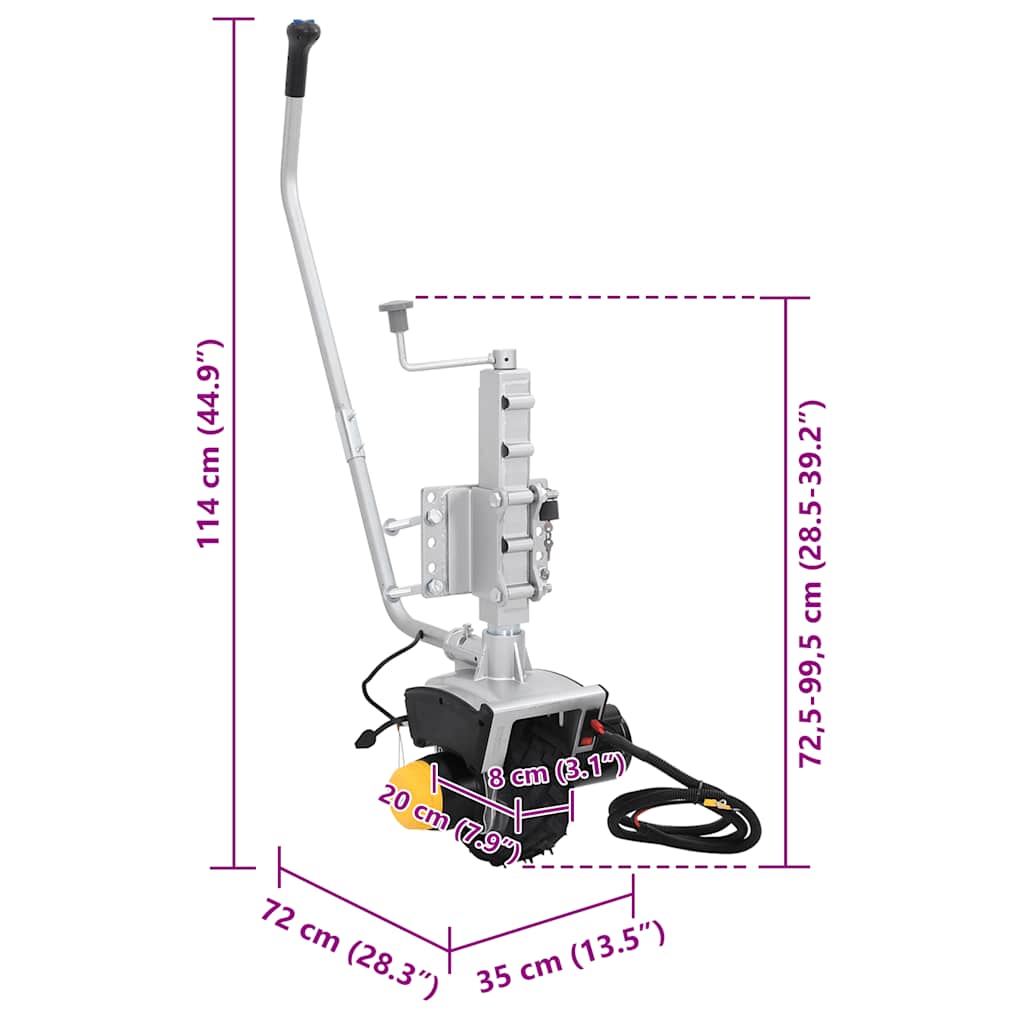 Ruota per Cric per Rimorchio 12 V 550 W in Alluminio | homemem39