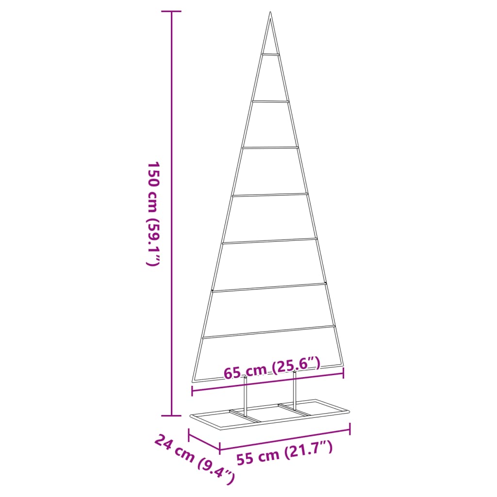 Albero di Natale Decorativo in Metallo Nero 150 cm | homemem39