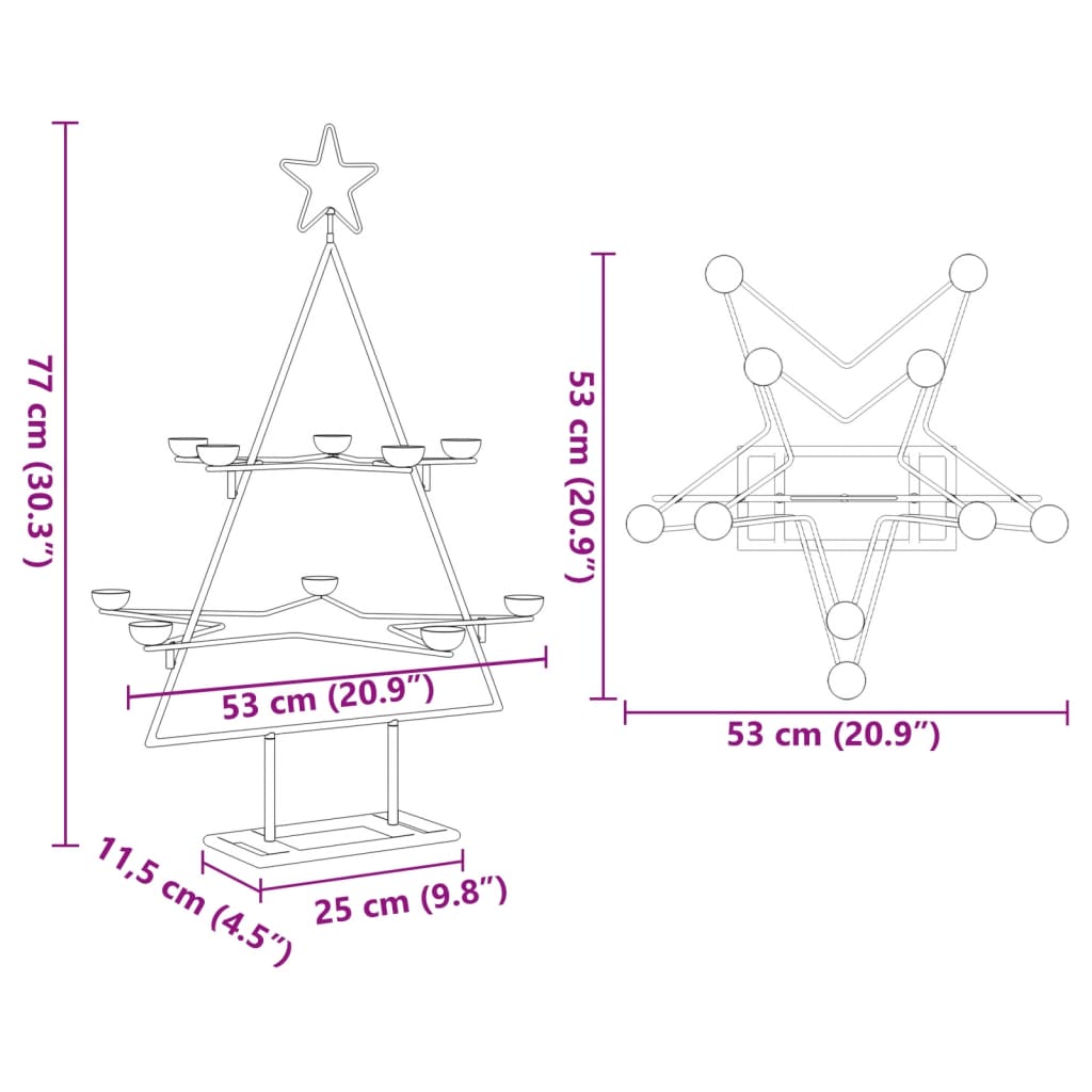 Albero di Natale Decorativo in Metallo Nero 75 cm | homemem39