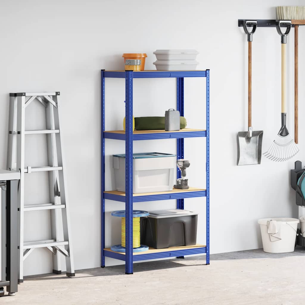 Mensola 4 Strati Blu in Acciaio e Legno Multistrato - homemem39