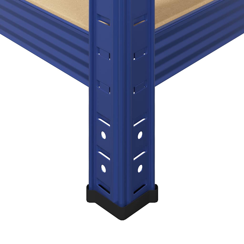 Mensole Portaoggetti 4 Strati 2pz Blu Acciaio Legno Multistrato - homemem39