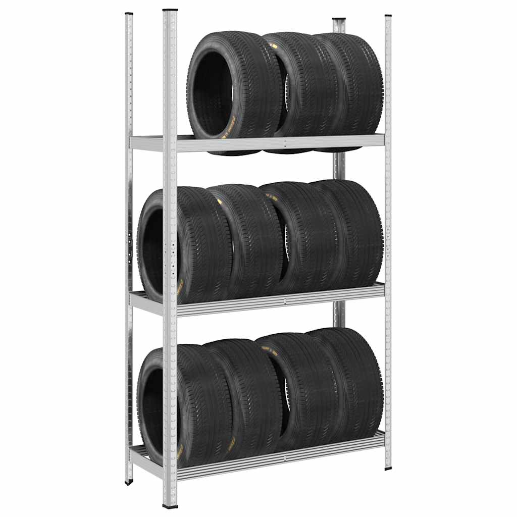 Ripiano per Pneumatici a 3 Strati Argento 110x40x200 cm Acciaio - homemem39