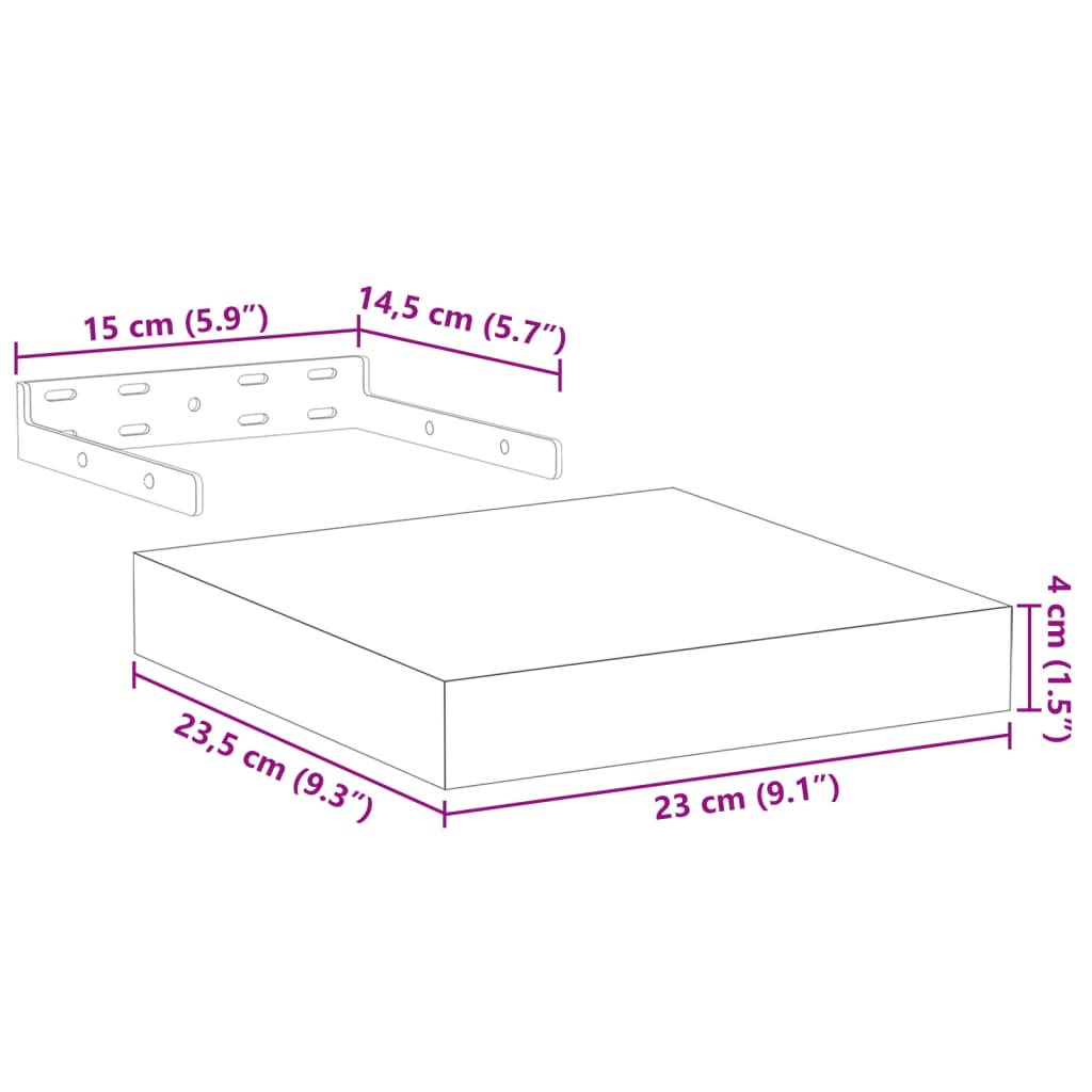 Mensola Pensile 23x23,5x4 cm in Truciolato | homemem39