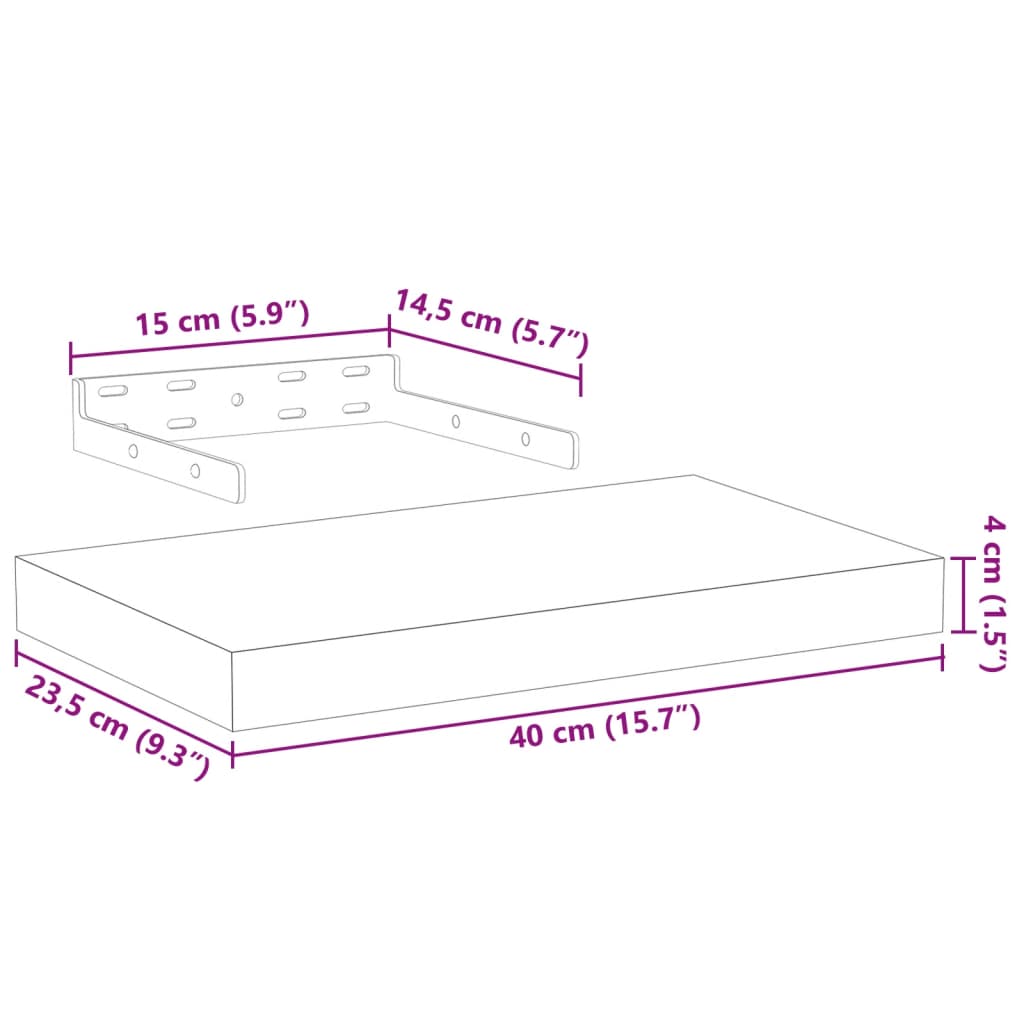Mensole Pensili 2 pz 40x23,5x4 cm in Truciolato | homemem39