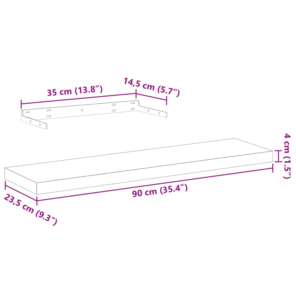 Mensole Pensili 4 pz 90x23,5x4 cm in Truciolato | homemem39