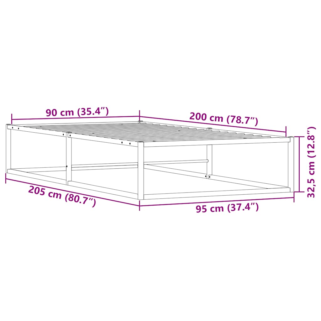 Giroletto senza Materasso Bianco 90x200 cm in Metallo | homemem39
