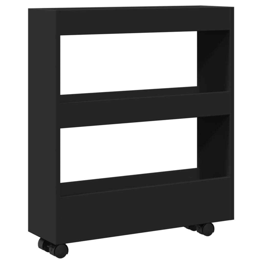 Carrello Portaoggetti Stretto a 3 Livelli Nero in Truciolato - homemem39