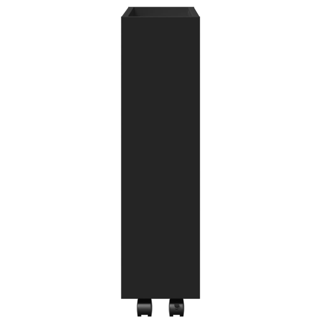 Carrello Portaoggetti Stretto a 3 Livelli Nero in Truciolato - homemem39