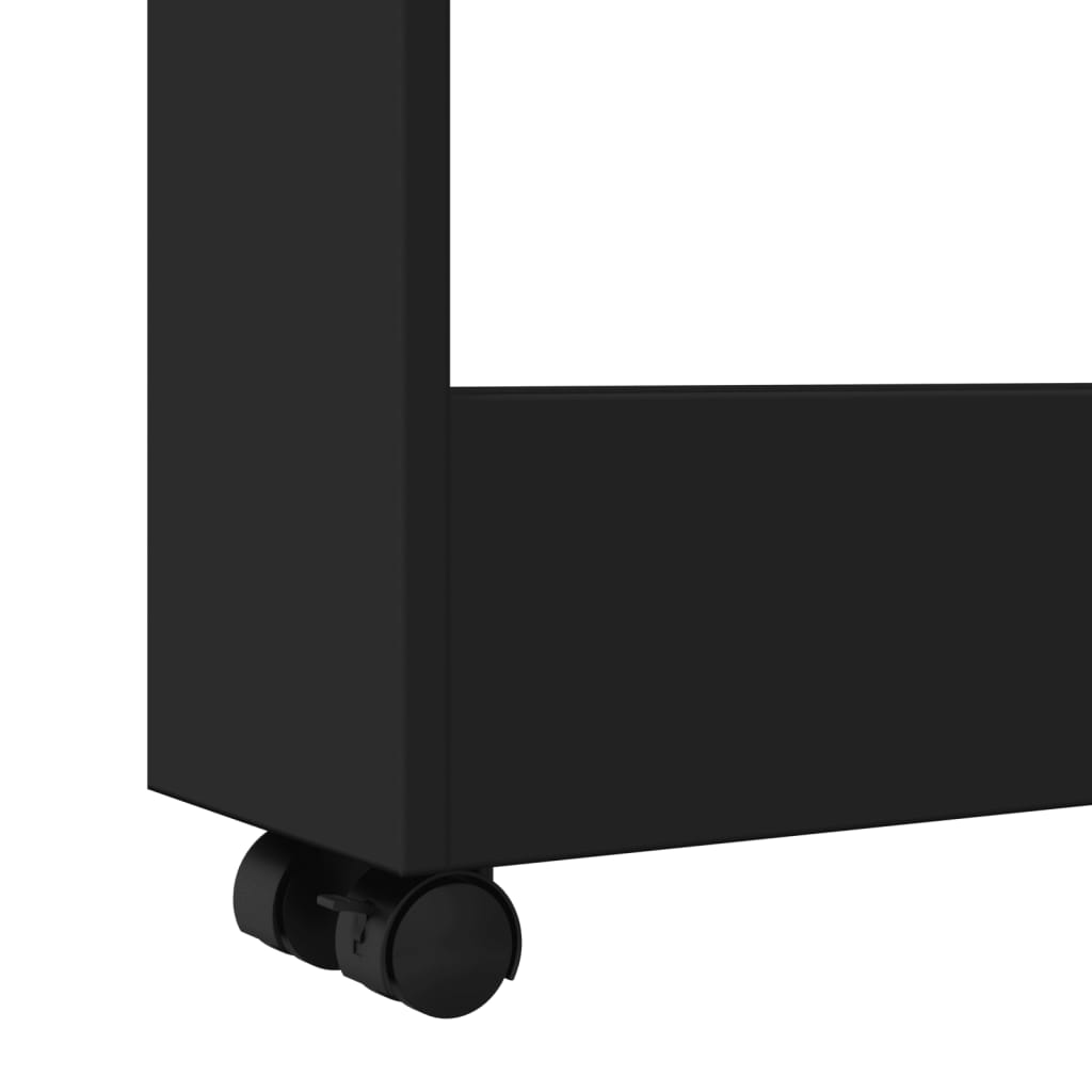 Carrello Portaoggetti Stretto a 3 Livelli Nero in Truciolato - homemem39
