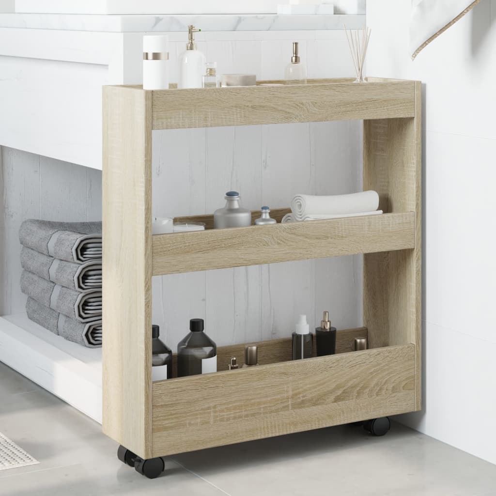 Carrello Stretto a 3 Livelli Rovere Sonoma in Truciolato - homemem39