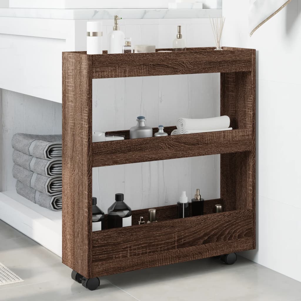 Carrello Stretto a 3 Livelli Rovere Marrone in Truciolato - homemem39